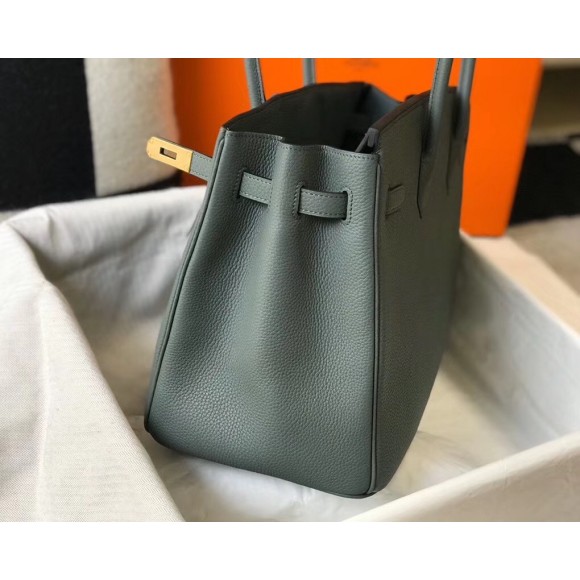 H**mes birkin 35 bag in vert amande clemence leather with ghw