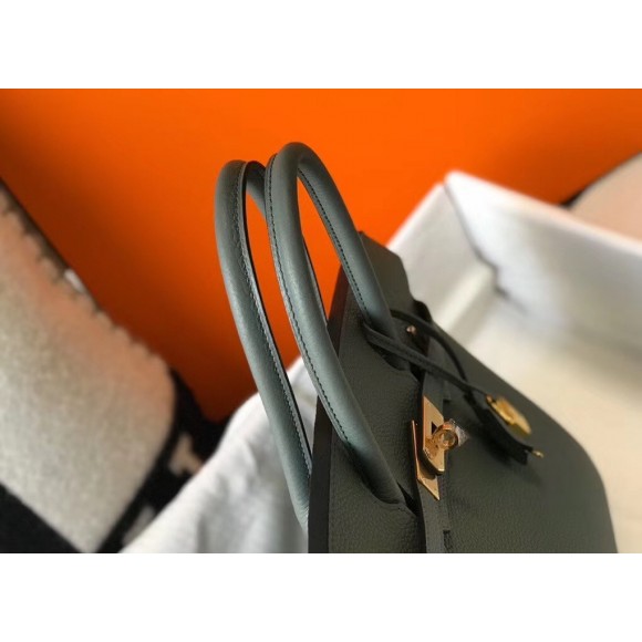 H**mes birkin 35 bag in vert amande clemence leather with ghw