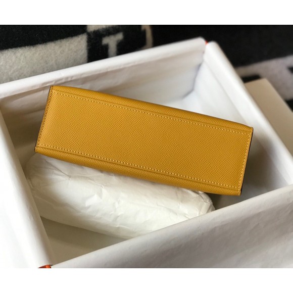 H**mes kelly pochette clutch bag in yellow  epsom leather