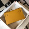 Hermes Kelly Pochette Clutch Bag In Yellow  Epsom Leather