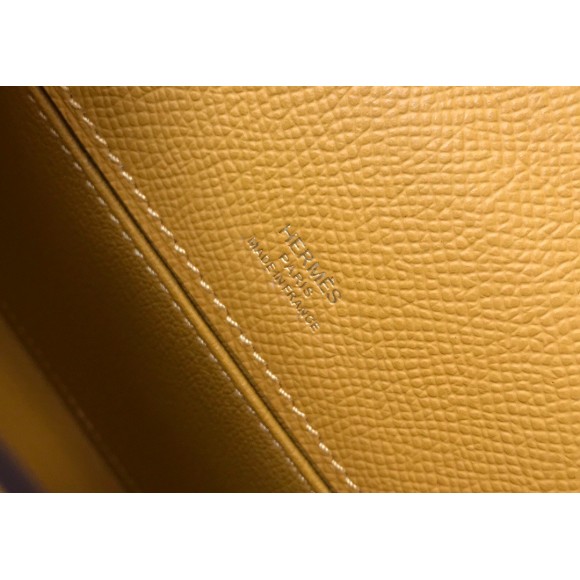 H**mes kelly pochette clutch bag in yellow  epsom leather