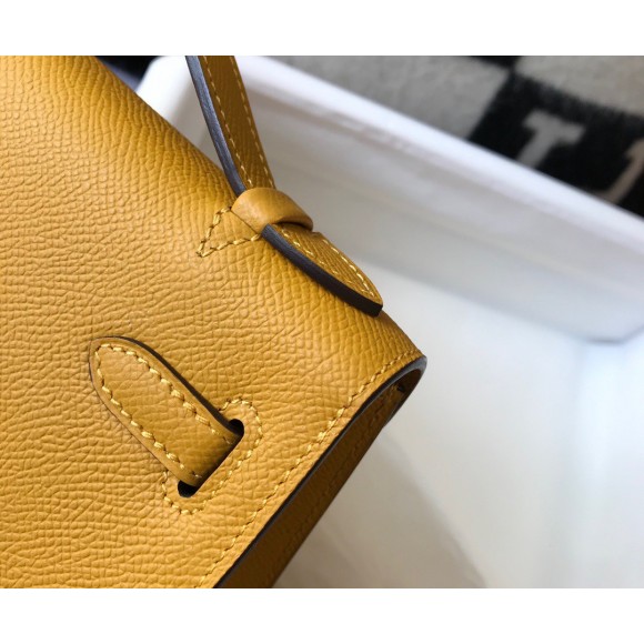 H**mes kelly pochette clutch bag in yellow  epsom leather