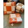 Hermes Avalon Throw Blanket in Orange Wool and Cashmere