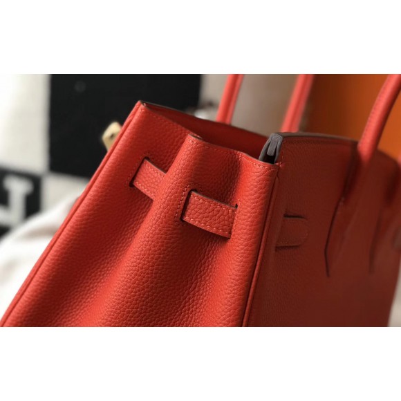 H**mes birkin 35 bag in red clemence leather with ghw