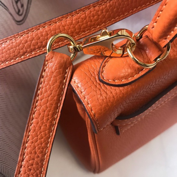 H**mes kelly 20cm bag in orange clemence leather ghw