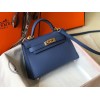 Hermes Kelly Mini II Sellier Bag In Blue Agate Epsom Leather
