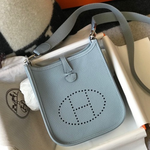 Hermes Evelyne III Mini Bag In Blue Lin Clemence Leather