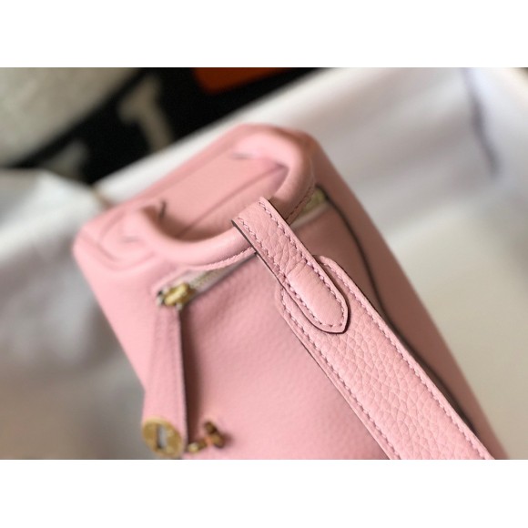 H**mes lindy mini bag in pink clemence leather ghw