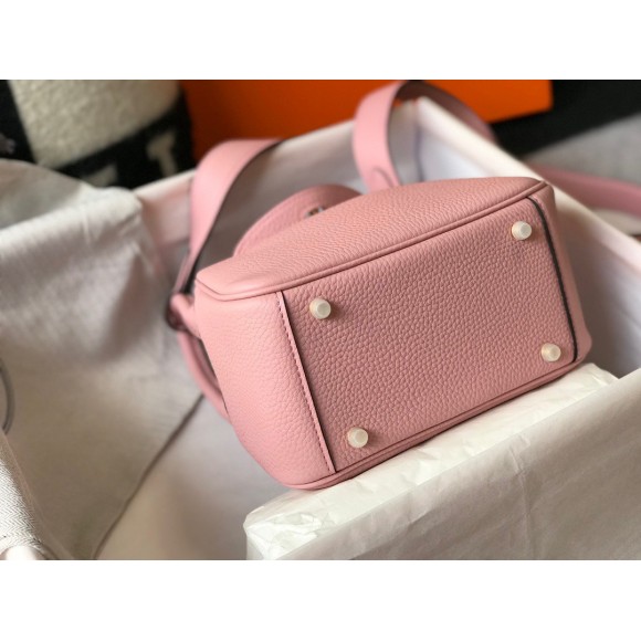 H**mes lindy mini bag in pink clemence leather ghw