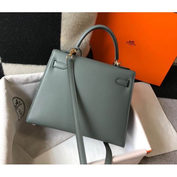 H**mes kelly 25cm sellier bag in vert amande epsom calfskin ghw