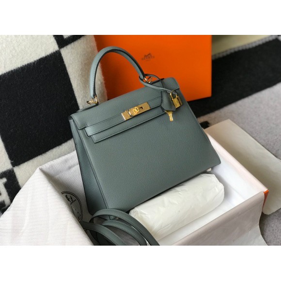 H**mes kelly 25cm sellier bag in vert amande epsom calfskin ghw