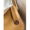 Hermes Lindy 26 Handmade Bag In Biscuit Clemence Leather