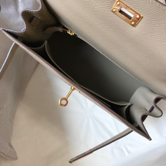 H**mes kelly 25cm sellier bag in gris tourterelle epsom calfskin ghw