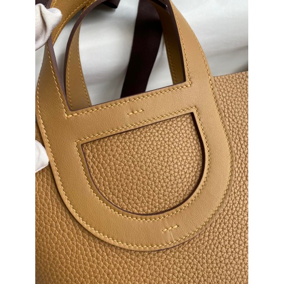 H**mes in the loop 18 handmade bag in biscuit clemence leather