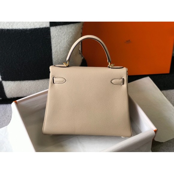 H**mes kelly 28cm retourne bag in trench clemence leather ghw