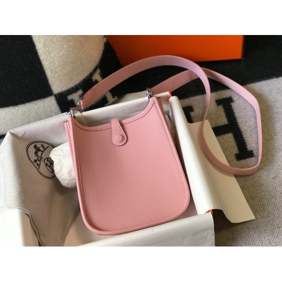 H**mes evelyne iii mini bag in pink clemence leather