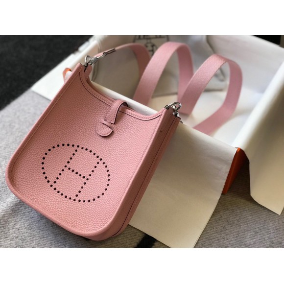 H**mes evelyne iii mini bag in pink clemence leather