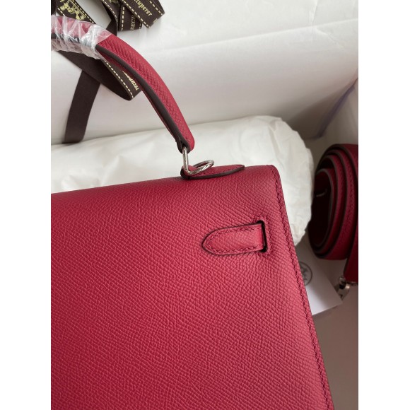 H**mes kelly sellier 28 handmade bag in ruby epsom calfskin