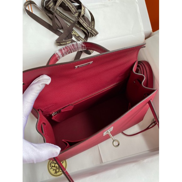 H**mes kelly sellier 28 handmade bag in ruby epsom calfskin