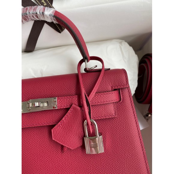 H**mes kelly sellier 28 handmade bag in ruby epsom calfskin