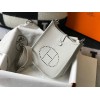 Hermes Evelyne III Mini Bag In Pearl Grey Clemence Leather