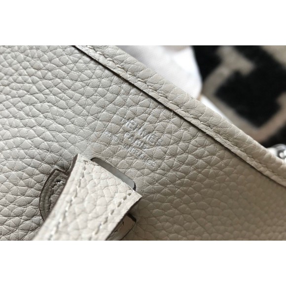 H**mes evelyne iii mini bag in pearl grey clemence leather