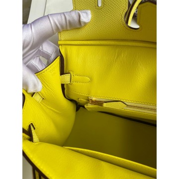 Hermes Birkin 25 Retourne Handmade Bag In Lime Epsom Calfskin Hermes Birkin 25 Retourne Handmade Bag In Lime Epsom Calfskin