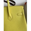 Hermes Birkin 25 Retourne Handmade Bag In Lime Epsom Calfskin