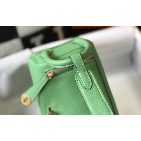 H**mes lindy mini bag in vert criquet clemence leather ghw