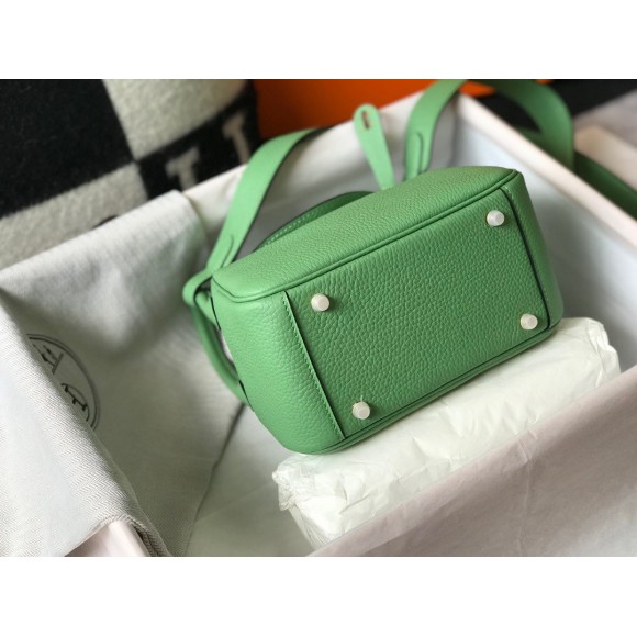 H**mes lindy mini bag in vert criquet clemence leather ghw