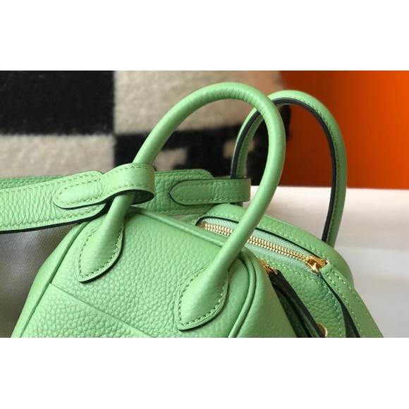 H**mes lindy mini bag in vert criquet clemence leather ghw