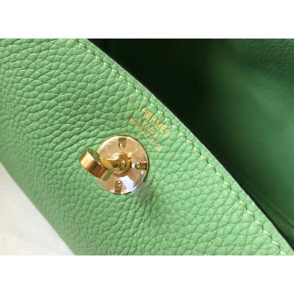 H**mes lindy mini bag in vert criquet clemence leather ghw