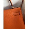 Hermes Kelly Retourne 32 Handmade Bag In Orange Clemence Leather