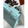 Hermes Kelly Sellier 32 Handmade Bag Blue Atoll Black Epsom Calfskin