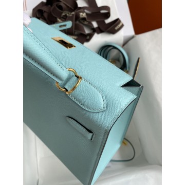 Hermes Kelly Sellier 32 Handmade Bag Blue Atoll Black Epsom Calfskin Hermes Kelly Sellier 32 Handmade Bag Blue Atoll Black Epsom Calfskin