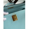 Hermes Kelly Sellier 32 Handmade Bag Blue Atoll Black Epsom Calfskin