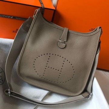 Hermes Evelyne III 29 Bag In Tourterelle Clemence Leather Hermes Evelyne III 29 Bag In Tourterelle Clemence Leather