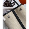 Hermes Garden Party 30 Handmade Bag in Toile and Black Leather
