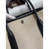 Hermes Garden Party 30 Handmade Bag in Toile and Black Leather