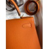 Hermes Kelly Sellier 28 Handmade Bag In Orange Epsom Calfskin