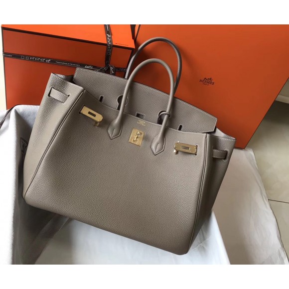 H**mes birkin 35 bag in tourterelle clemence leather with ghw