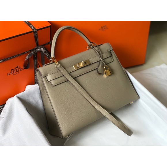 H**mes kelly 32cm sellier bag in tourterelle epsom calfskin ghw