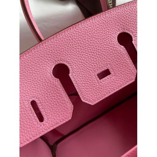 Hermes Birkin 25 Retourne Handmade Bag In Pink Clemence Leather Hermes Birkin 25 Retourne Handmade Bag In Pink Clemence Leather