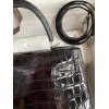 Hermes Kelly Sellier 28 Handmade Bag In Black Crocodile Niloticus Shiny Skin