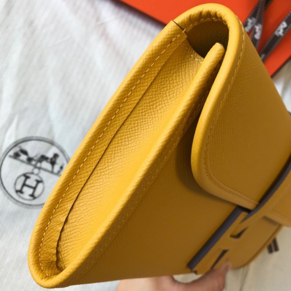 H**mes jige elan 29 clutch bag in yellow epsom leather