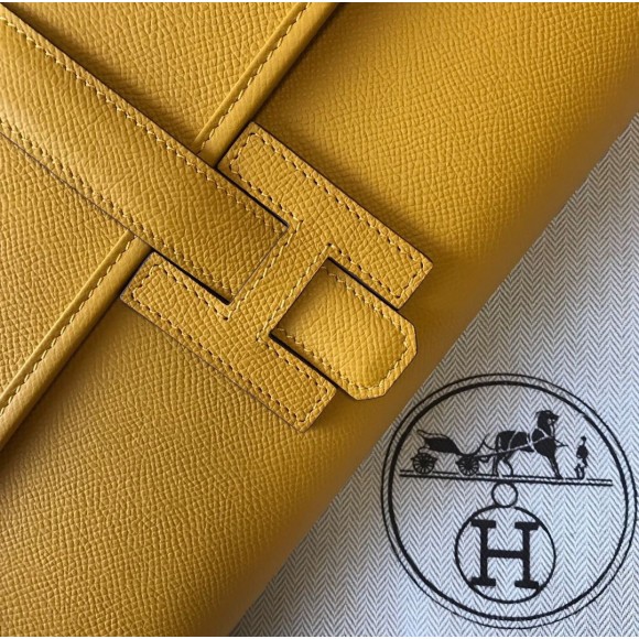 H**mes jige elan 29 clutch bag in yellow epsom leather