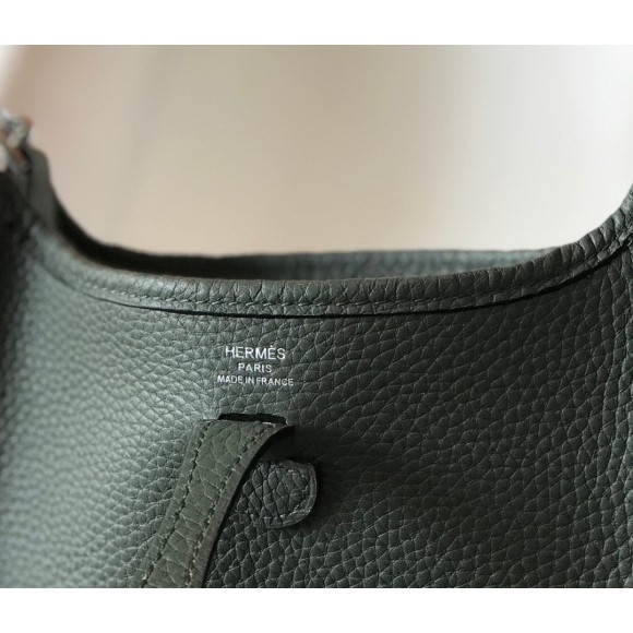 H**mes evelyne iii mini bag in vert amande clemence leather