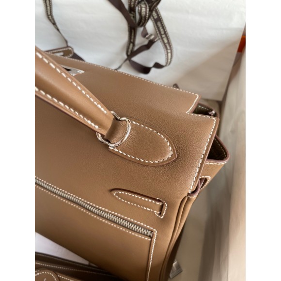 H**mes kelly lakis 32 handmade bag in taupe swift calfskin