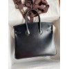Hermes Birkin 25 Retourne Handmade Bag In Black Box Calfskin