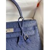 Hermes Kelly Sellier 32 Handmade Bag In Blue Iris Ostrich Leather